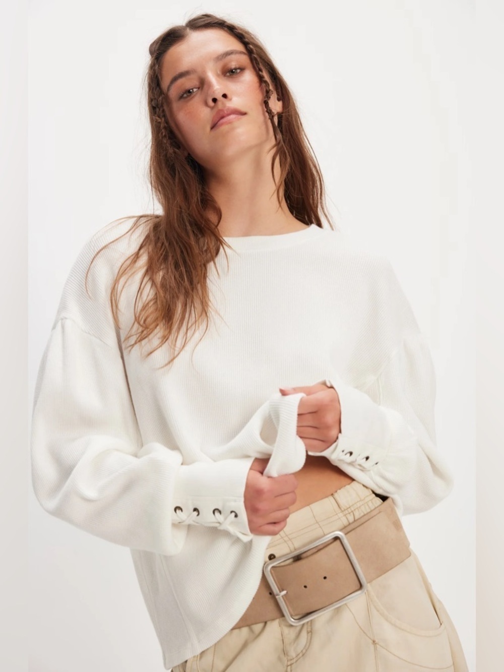 FREE PEOPLE Lapis Cuff Top in Clean Ivory L